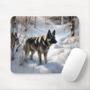 Mousepad Norueguês Elkhound Deixe Neve Natal
