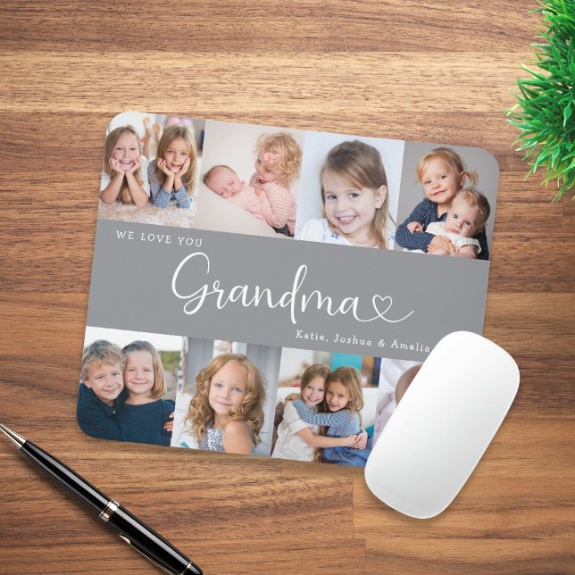 Mousepad Nós Amamos Você Vovó Script 8 Foto Moderno (Criador carregado)