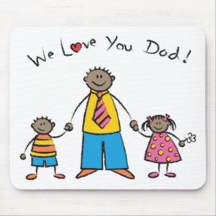 Mousepad Nós Amo-Te Pai Cartoon Family Feliz Dia de os pais