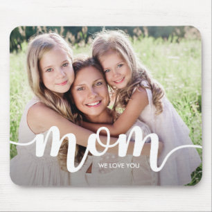 Mousepad Nós Te Amamos Mãe Sua foto com tipografia branca