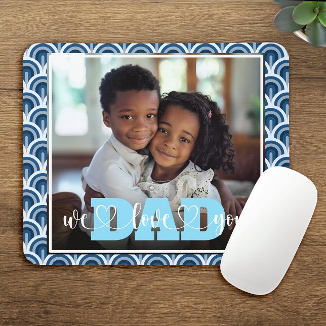 Mousepad Nós Te Amo A Foto Personalizada Azul Do Art Deco (Criador carregado)