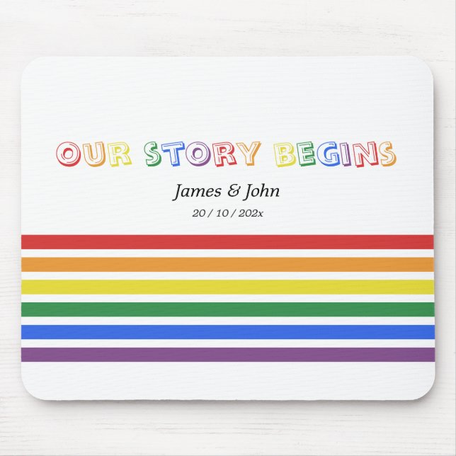 Mousepad Nossa História Começa Arco-íris Bandeira LGBTQ Cas (Frente)