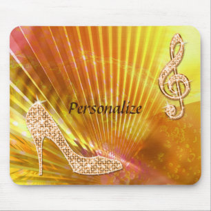 Mousepad Nota da música & salto de estilete alaranjados