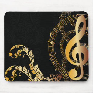 Mousepad Nota Dourado luxuosa da música