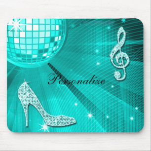 Mousepad Nota Musical e Salto Alto Brilhante em Azul Turque
