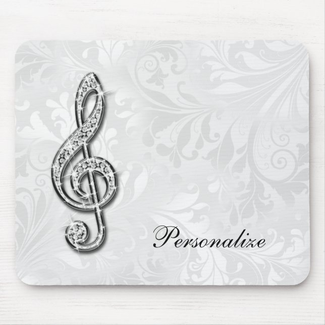 Mousepad Nota Musical Personalizada em Diamante Floral Dama (Frente)