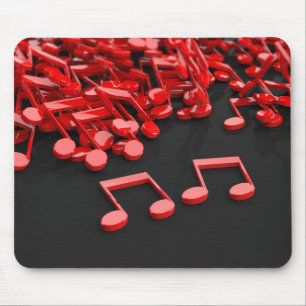 Mousepad Notas de música vermelha sobre fundo preto