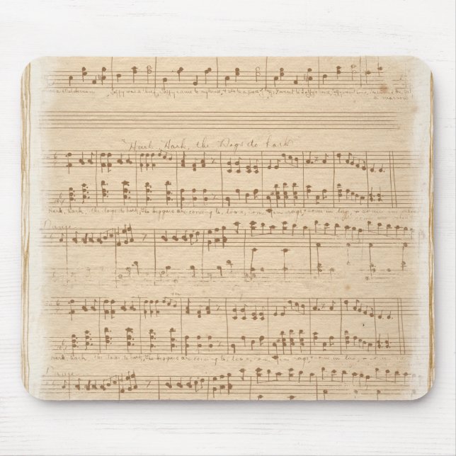 Mousepad notas de música vindima beige (Frente)