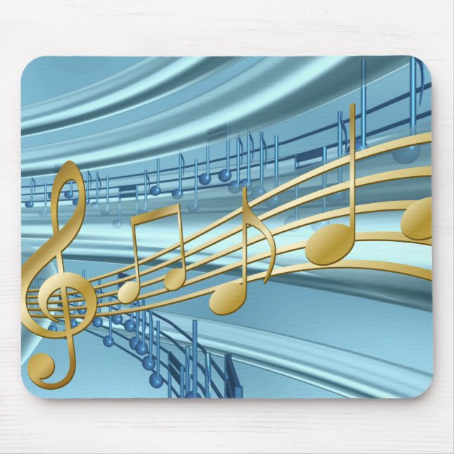 Mousepad Notas Musicais Bebê Azul Tendência (Frente)