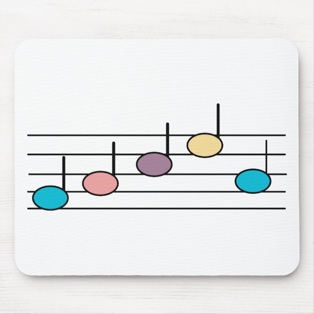 Mousepad Notas Musicais Coloridas Padrão Pastel (Frente)