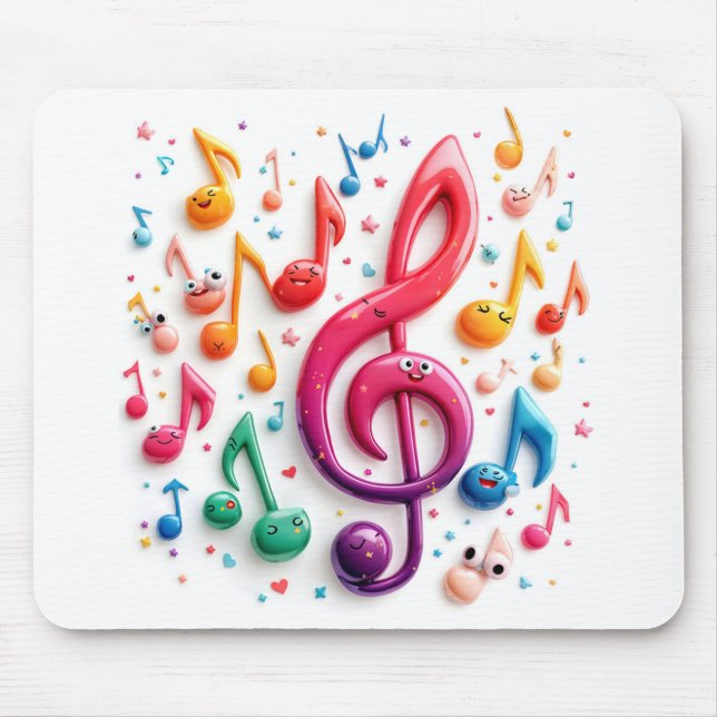 Mousepad Notas Musicais Do Arco-Íris Com Olhais (Frente)