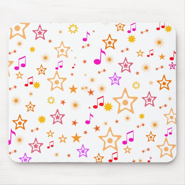 Mousepad Notas musicais e estrelas: (Frente)