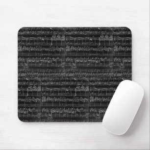Mousepad Notas musicais em folha de música em preto branco