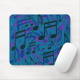 Mousepad Notas Musicais Padrão Musical Azul Roxo
