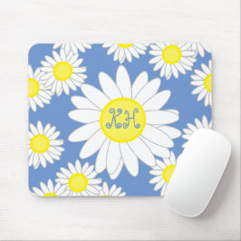 Mousepad Notebook Daisy Monograma Azul Branco e Amarelo