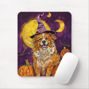 Mousepad Nova Escócia Duck Toller Halloween Bruxas Pumpkin