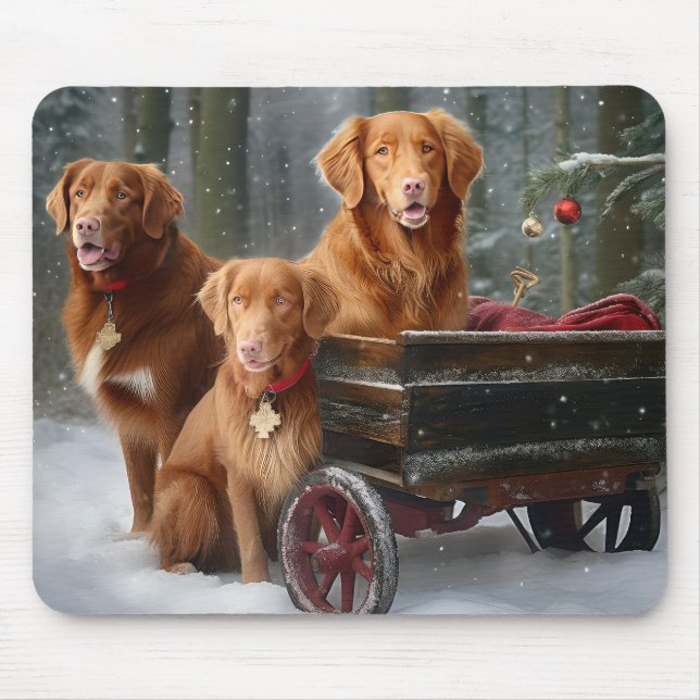 Mousepad Nova Escócia Duck Toller Retriever Snowy Sleigh (Frente)