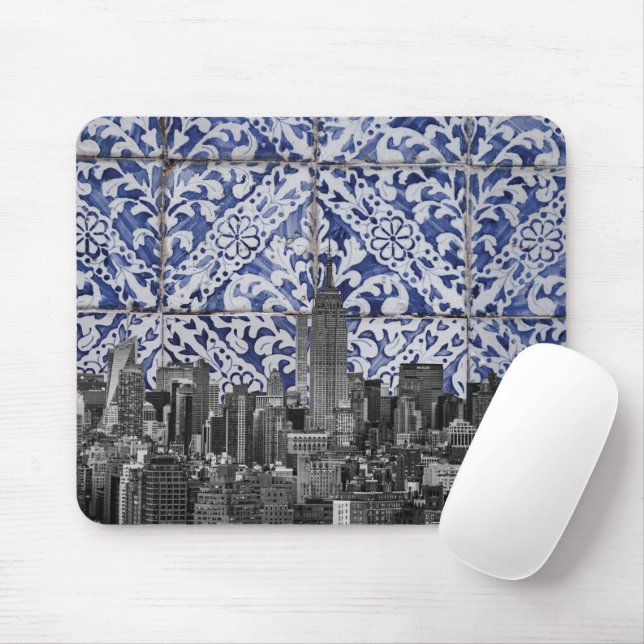 Mousepad Nova Iorque - Arranha-céus com Azulejos portuguese (Com mouse)