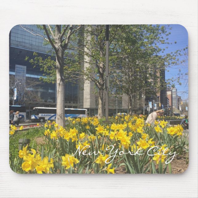 Mousepad Nova Iorque Daffodils Columbus Circle NYC Primaver (Frente)