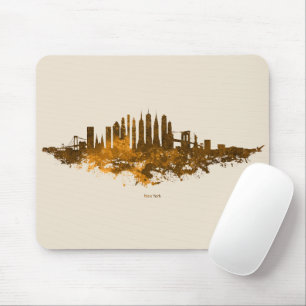Mousepad Nova Iorque Skyline Watercolor em laranja