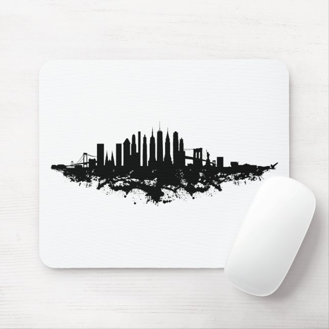 Mousepad Nova York Skyline Watercolor Black and White (Com mouse)