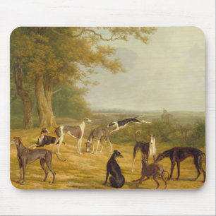Mousepad Nove galgos em uma paisagem (óleo em canvas)