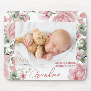 Mousepad Novo Bebê Floral de Fotografia Personalizada