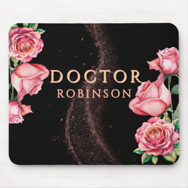 Mousepad Novo Doutor, presente floral fosco de Doutorado  (Frente)