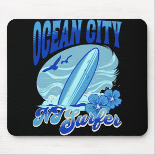 Mousepad Novo Jersey Surfista Oceano Cidade Nj Praia de Sur