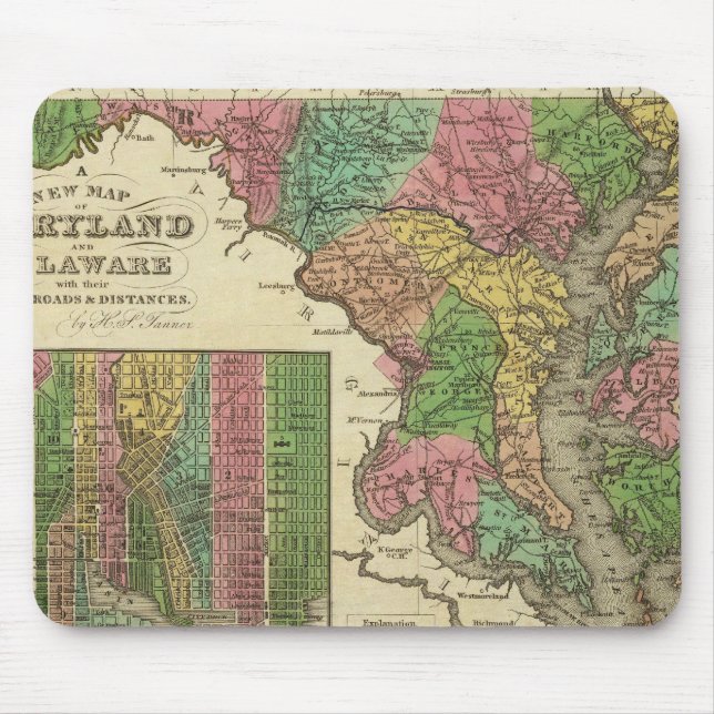 Mousepad Novo Mapa de Maryland e Delaware 2 (Frente)