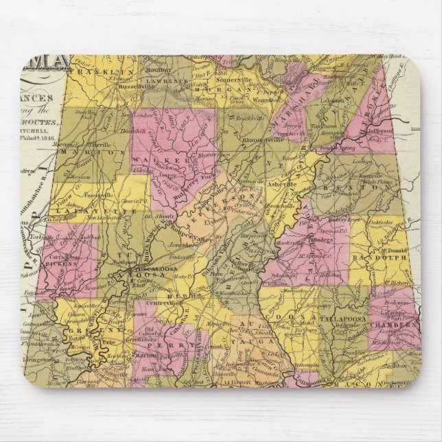 Mousepad Novo Mapa Do Alabama (Frente)