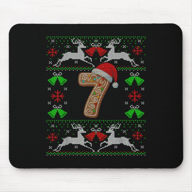 Mousepad Número 7 67 Meme Camisola de Natal Feia Engraçada (Frente)