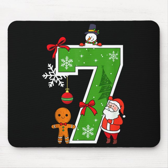 Mousepad Número 7 Correspondente ao Meme 67 Roupa de Natal  (Frente)