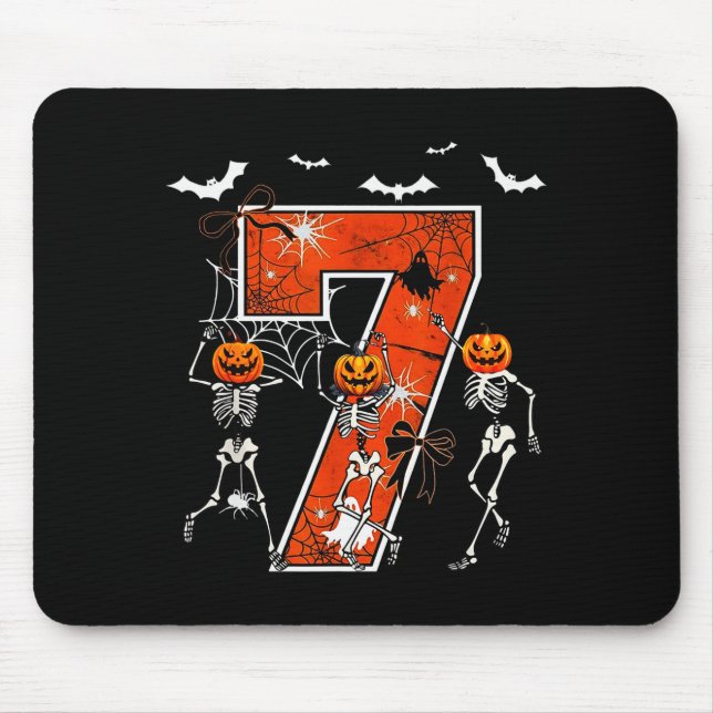 Mousepad Número 7 Seis Sete Meme 6 7 Halloween Esqueleto Da (Frente)