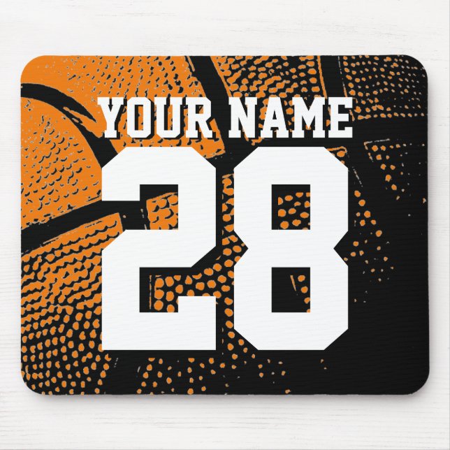 Mousepad Número e nome da camisa de esportes de basquete pe (Frente)