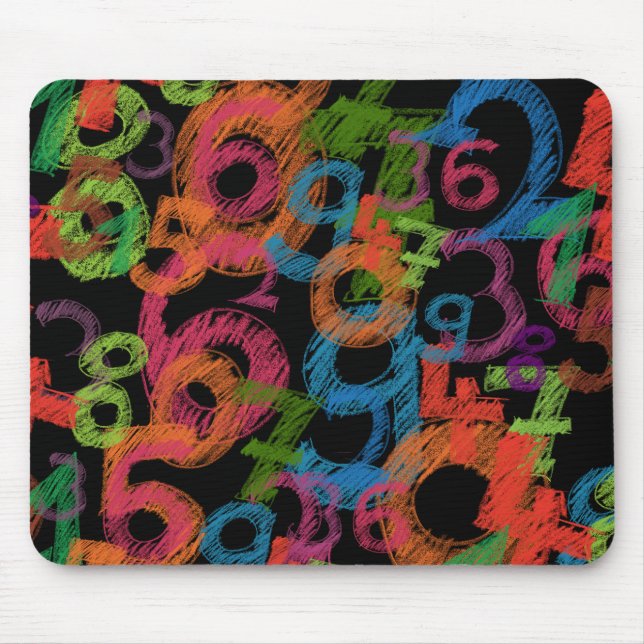 Mousepad Números Coloridos de Matemática Grafite (Frente)
