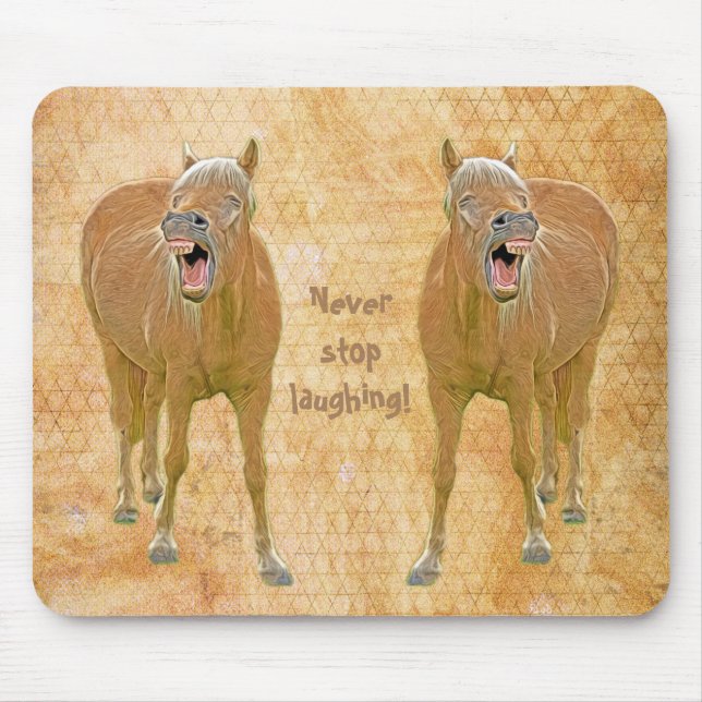 Mousepad Nunca pare de rir! Pintura de cavalo engraçada (Frente)