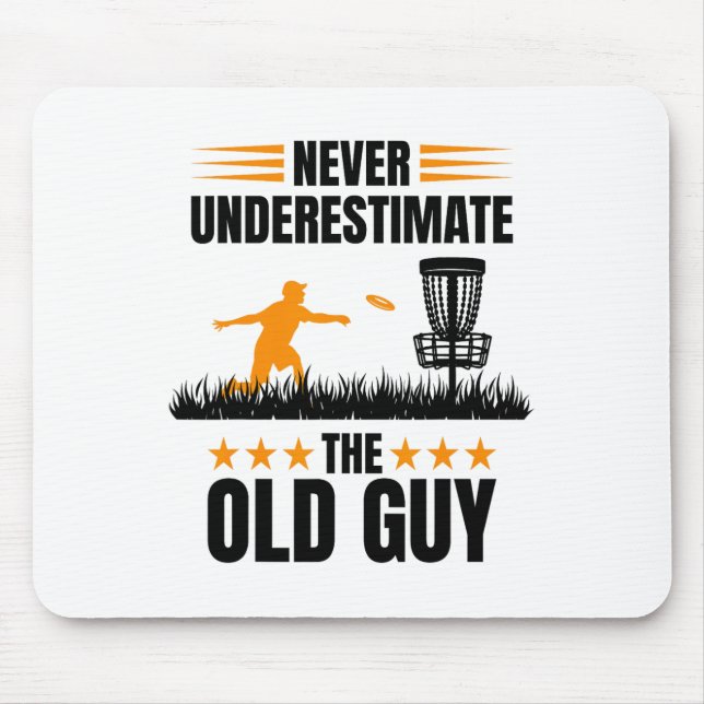 Mousepad Nunca Subestime o Velho Cara de Golfe de Disco  (Frente)