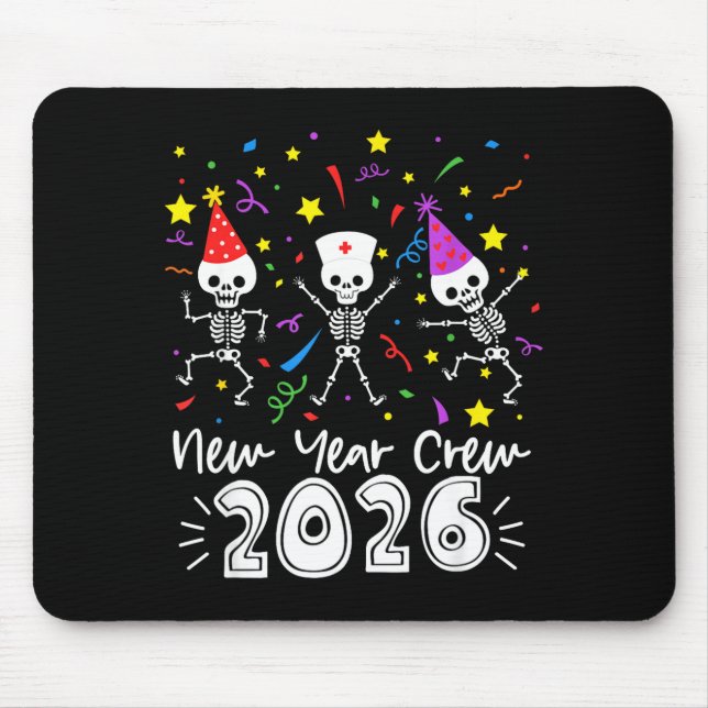 Mousepad Nurse Dancing Skeleton New Year Crew 2026 Funny Er (Frente)