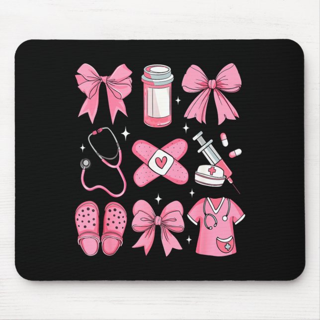 Mousepad Nurse Valentines Day Coquette Bow Valentine Nurse  (Frente)