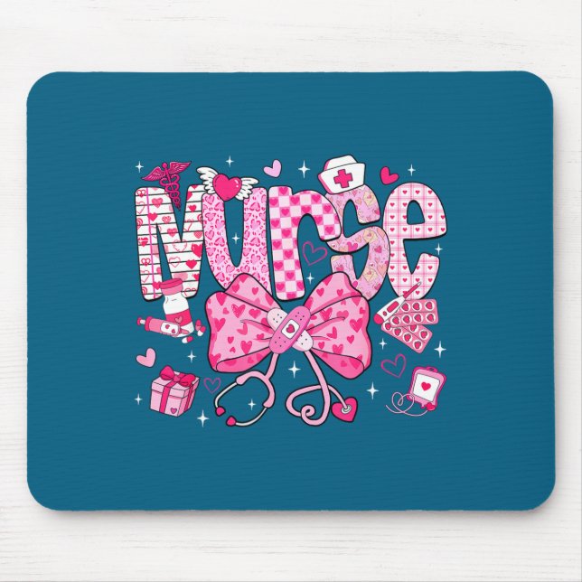 Mousepad Nurse Valentine's Day Heart Stethoscope Er Icu Nic (Frente)