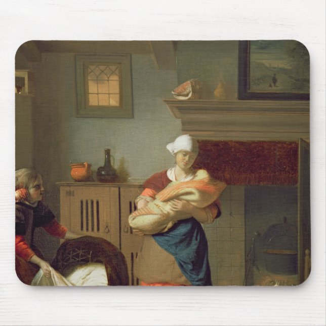 Mousepad Nursemaid com bebê em um interior (Frente)