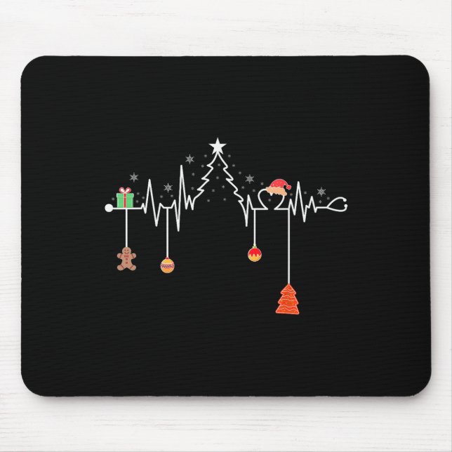 Mousepad Nursing Christmas Shirt Christmas Tree Heartbeat F (Frente)