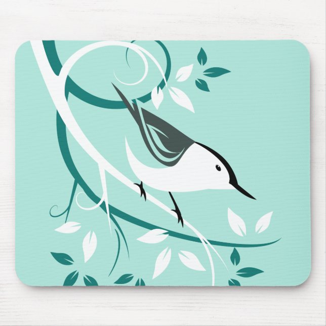 Mousepad Nuthatch Estilizado Em Árvore (Frente)