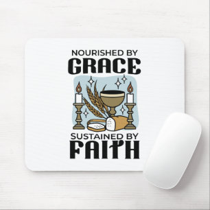 Mousepad Nutrido pela Graça, Sustentado pela Fé Design
