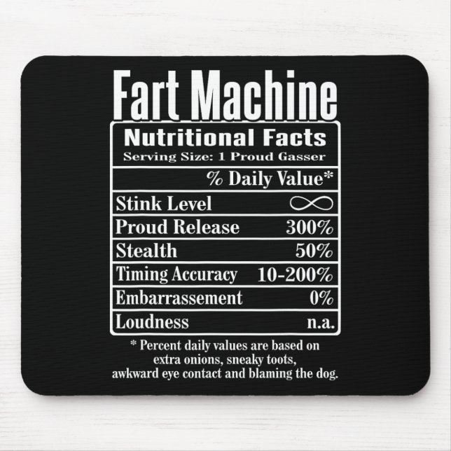Mousepad Nutrion Fata Fart Machine Pai Piada Engraçado Fart (Frente)