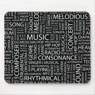 Mousepad Nuvem da palavra do teste padrão da MÚSICA
