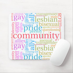 Mousepad nuvem de palavras da comunidade LGBTQ+ arco-íris d