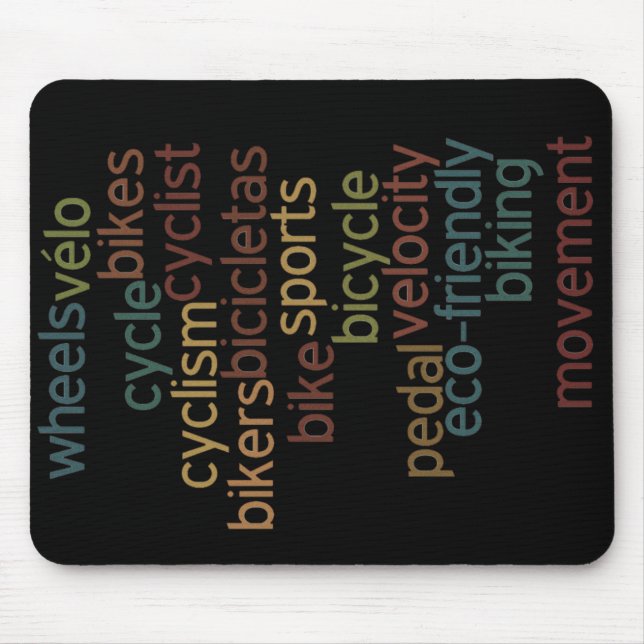 Mousepad nuvem de palavras de bicicleta (Frente)