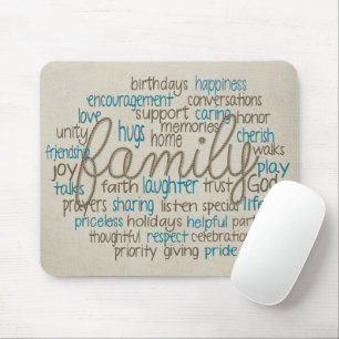 Mousepad Nuvem de Palavras Familiares com Corda